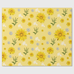 Papel de embrulho floral amarelo