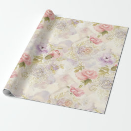 Papel de embrulho floral aquarela romântica - Eleg