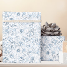 Papel de embrulho floral azul Chinesice