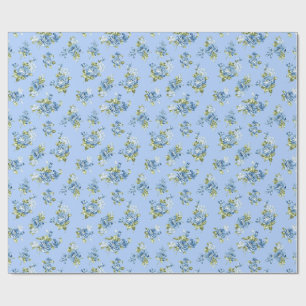 Papel de embrulho floral azul claro vintage Chintz