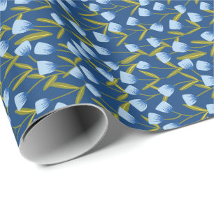 Papel de embrulho floral azul de tulipa