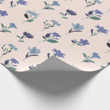 Papel de embrulho floral azul escuro e verde