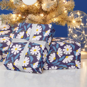 Papel de embrulho floral azul marinho moderno Az