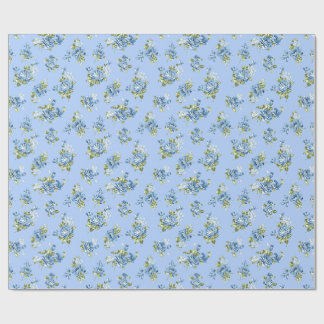 Papel de embrulho floral azul suave grandmillennia