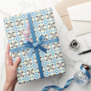 Papel de Embrulho Floral Azulejo