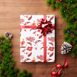 Papel de Embrulho Floral Beija-flor de Outono