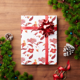 Papel de Embrulho Floral Beija-flor de Outono