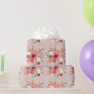 Papel de embrulho floral Borgonha para casamento c
