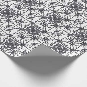 Papel de embrulho floral botânico cinza clássico