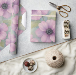 Papel de Embrulho Floral Botânico Rosa Suave