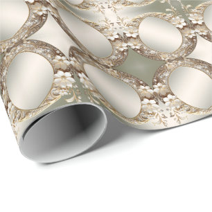 Papel de embrulho floral branco decorativo
