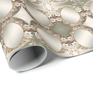 Papel de embrulho floral branco decorativo
