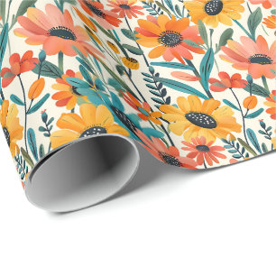 Papel de embrulho floral brilhante