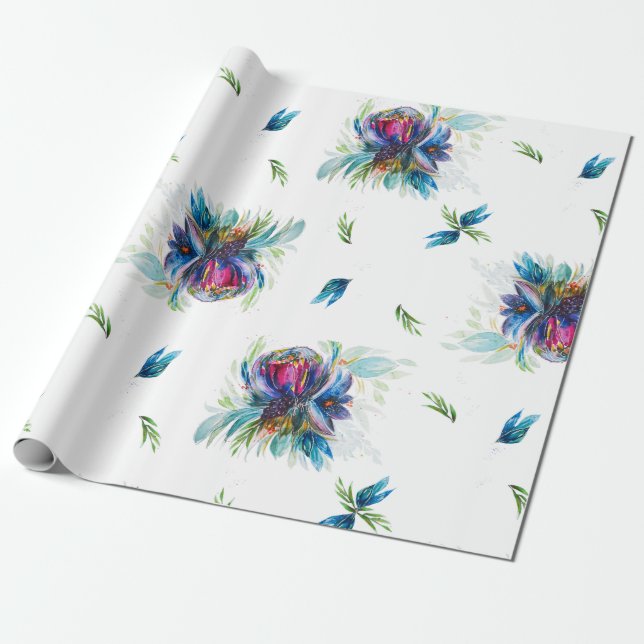 Papel de embrulho floral com assinatura Peony Bloo (Desenrolado)