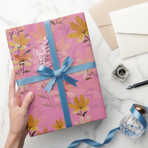 Papel de embrulho floral com flores silvestres ros