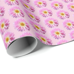 Papel de embrulho floral dália rosa com flores
