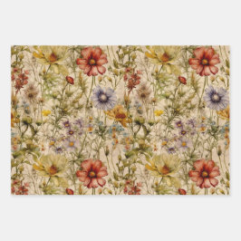 Papel de embrulho floral de flores silvestres de v