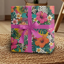 Papel de Embrulho Floral de Hibisco Tropical