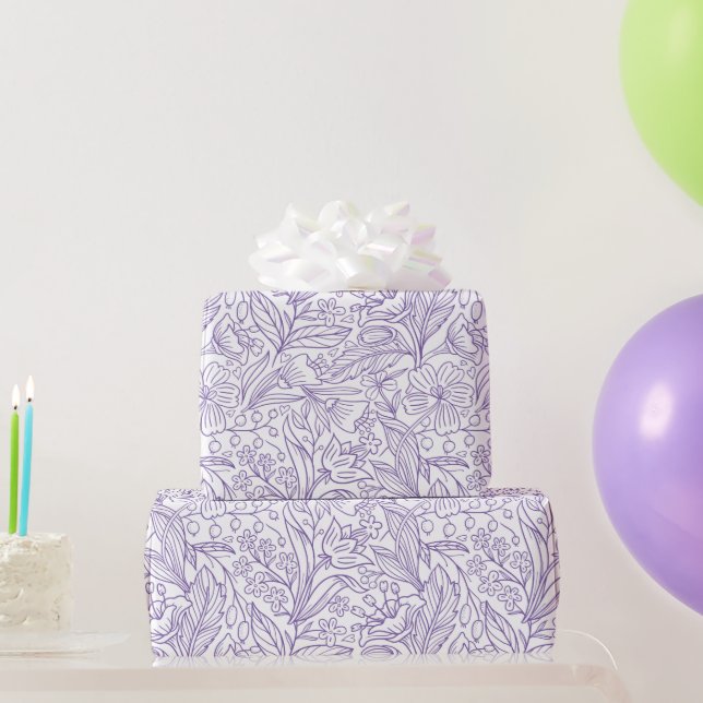 Papel de embrulho floral de lavanda (Presentes para festas)