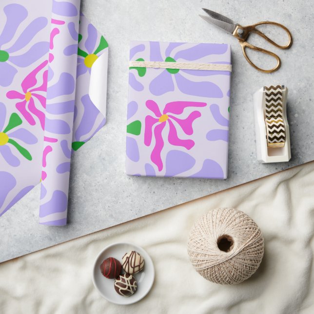 Papel de embrulho floral de lavanda (Artesanato)