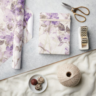 Papel de embrulho floral de lavanda | Bo