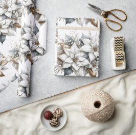 Papel de embrulho floral de Natal Poinsettia