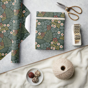 Papel de embrulho floral de Natal vintage verde es