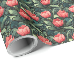 Papel de embrulho floral de tulipas