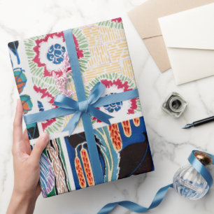 Papel de embrulho floral design art nouveau colori