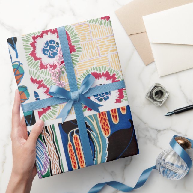 Papel de embrulho floral design art nouveau colori (Presentear)