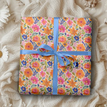 Papel de Embrulho Floral Dopamina Vibrante