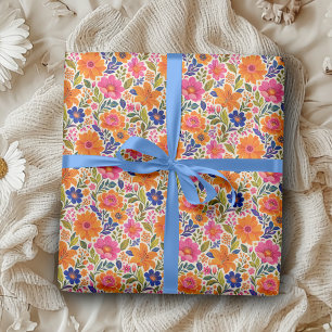 Papel de Embrulho Floral Dopamina Vibrante