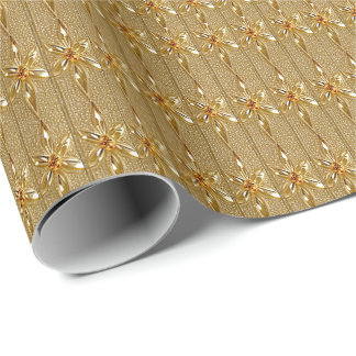 Papel de embrulho floral dourado
