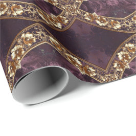 Papel de embrulho floral dourado ornamentado