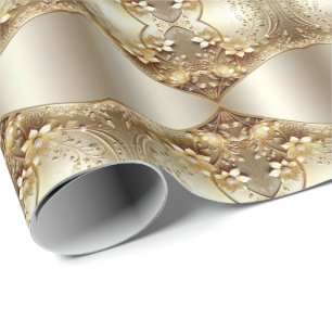 Papel de embrulho floral dourado ornamentado moder