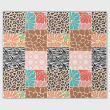 Papel de embrulho floral e estampa animal em patch