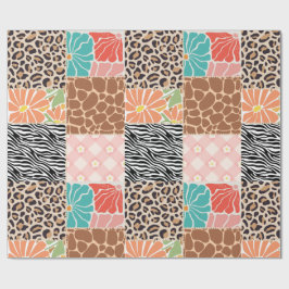 Papel de embrulho floral e estampa animal em patch
