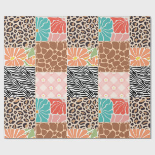Papel de embrulho floral e estampa animal em patch