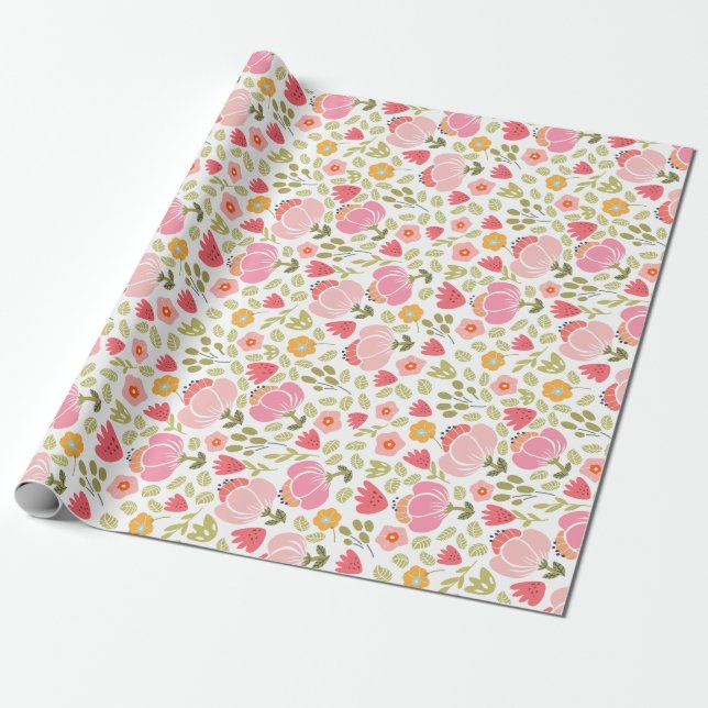 Papel de embrulho floral em rolo (Desenrolado)