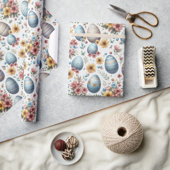 papel de embrulho floral escuro, papel de presente (Artesanato)