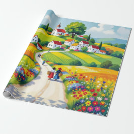 Papel de embrulho floral estilo Naif