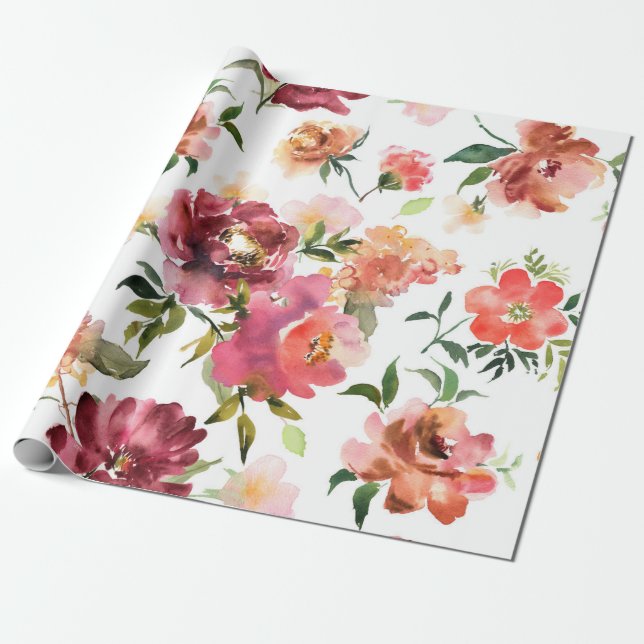 Papel de embrulho floral fresco de primavera e ver (Desenrolado)