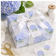 Papel de Embrulho Floral Hortênsia Azul