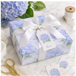 Papel de Embrulho Floral Hortênsia Azul