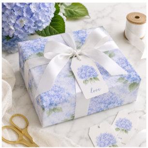 Papel de Embrulho Floral Hortênsia Azul