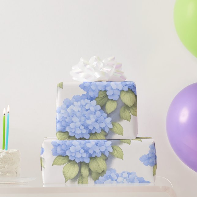 Papel de Embrulho Floral Hortênsia Azul (Presentes para festas)