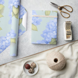 Papel de Embrulho Floral Hortênsia Azul