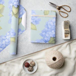 Papel de Embrulho Floral Hortênsia Azul