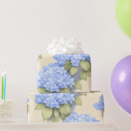 Papel de Embrulho Floral Hortênsia Azul