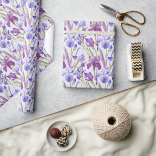 Papel de embrulho floral lavanda aquarela